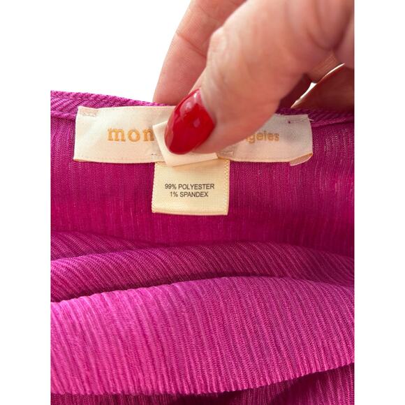 Monteau Los Angeles Pink Cutout Dress V Neck Blouson Sleeve Women’s Sz S EUC - Picture 6 of 6